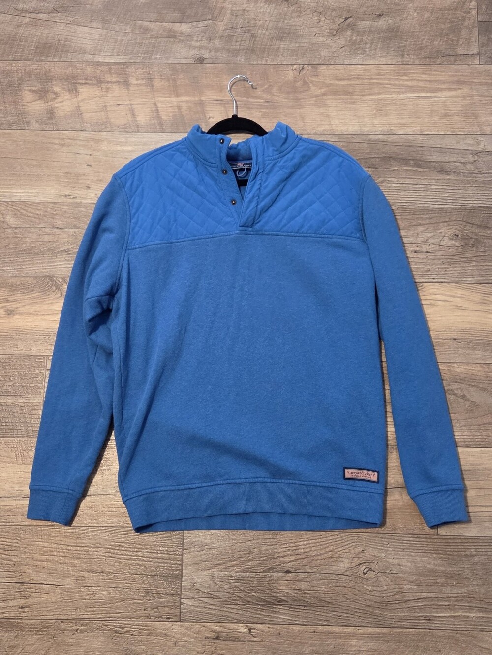 Vineyard Vines Quilted Quarter Snap Sweater Size Medium Blue